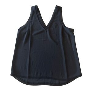 Halogen Womens Minimalist Tank‎ Top Dressy Classic Raw Hem V-Neck Size M Black